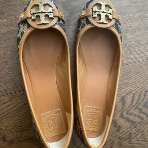 Tory Burch Snakeskin Pattern Flats with Gold Accents